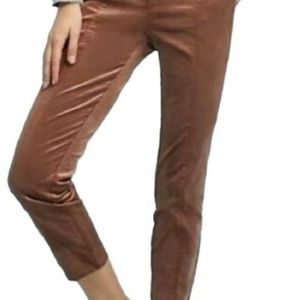Anthropologie copper velvet crop pants